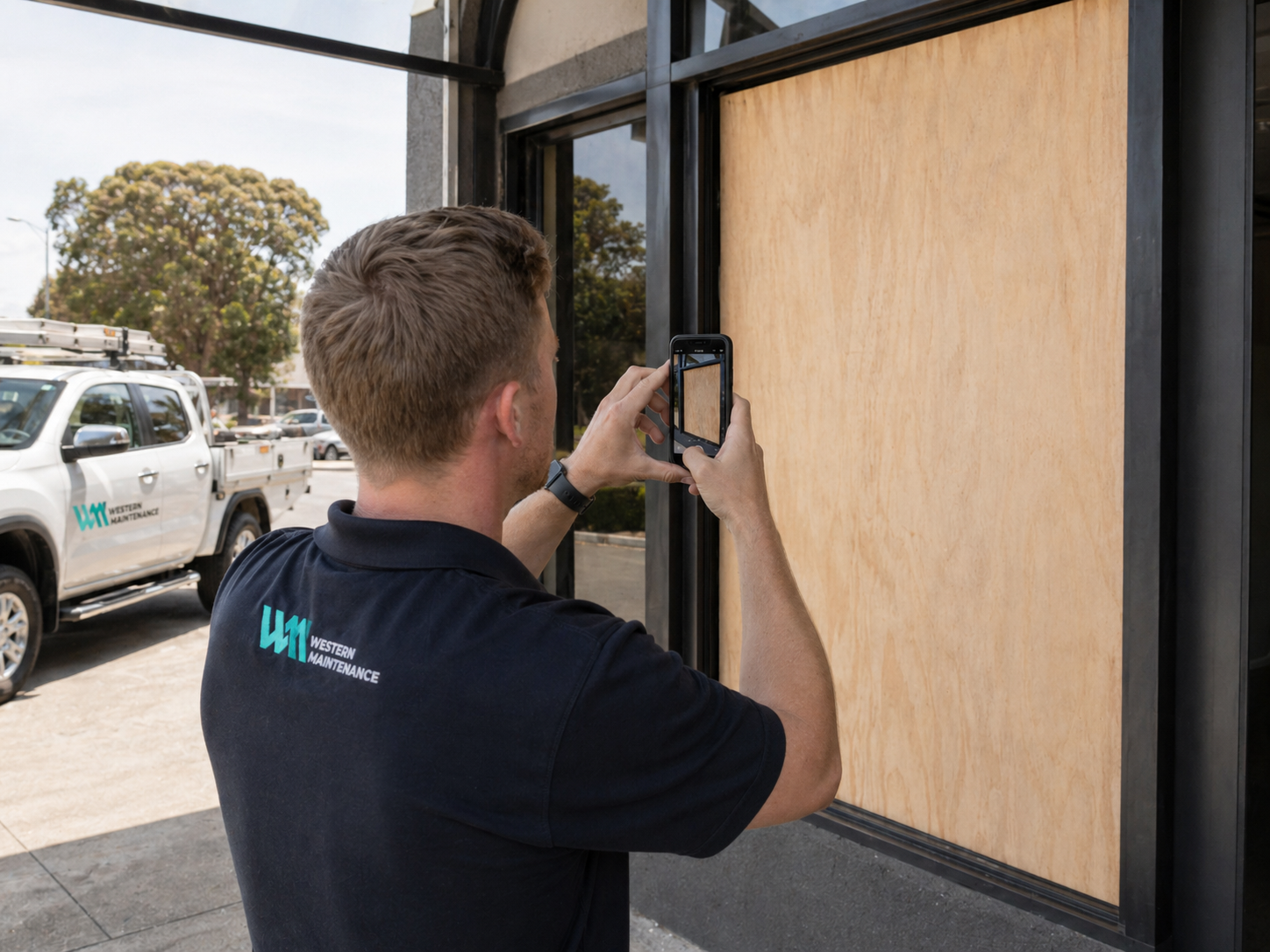 Western Maintenance crew member photographing completed maintenance works for the job file
